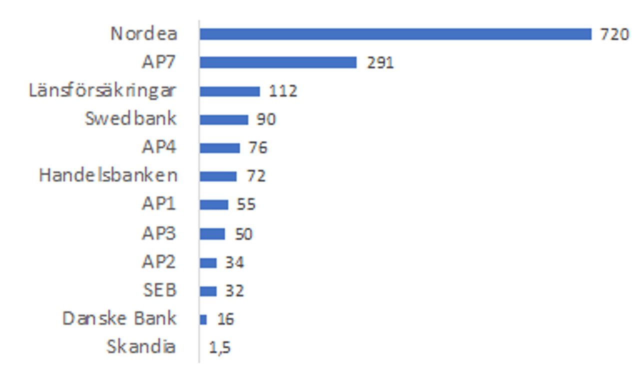 Bankernas investeringar i köttbolagen 2023 (MSEK) 