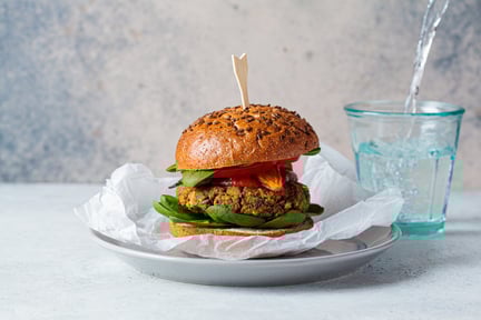 Vegan lentil burger.